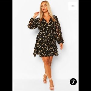 Ruffle hem floral mini dress